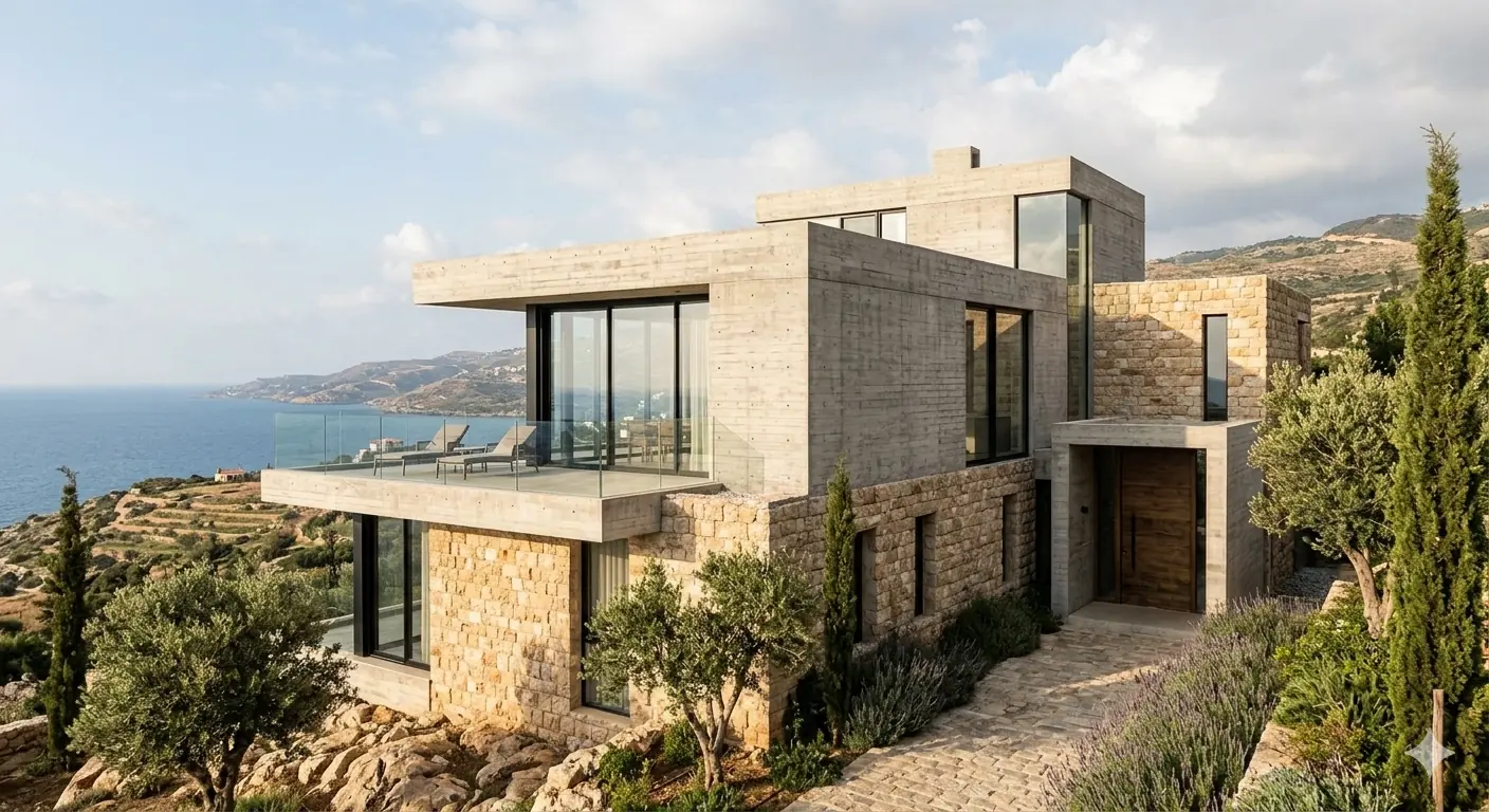 Stone and concrete villa
